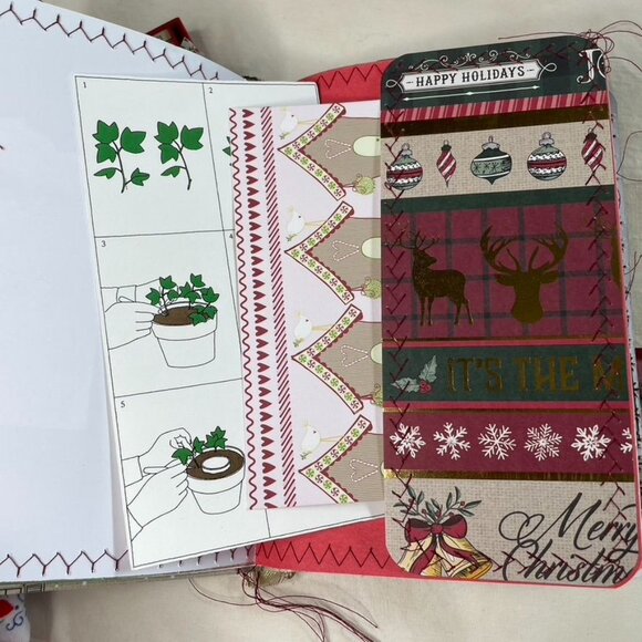 Christmas Junk Journal  With Charm u Washi  Fabric Wrap Tons Ephemera Handmade P - Picture 15 of 16